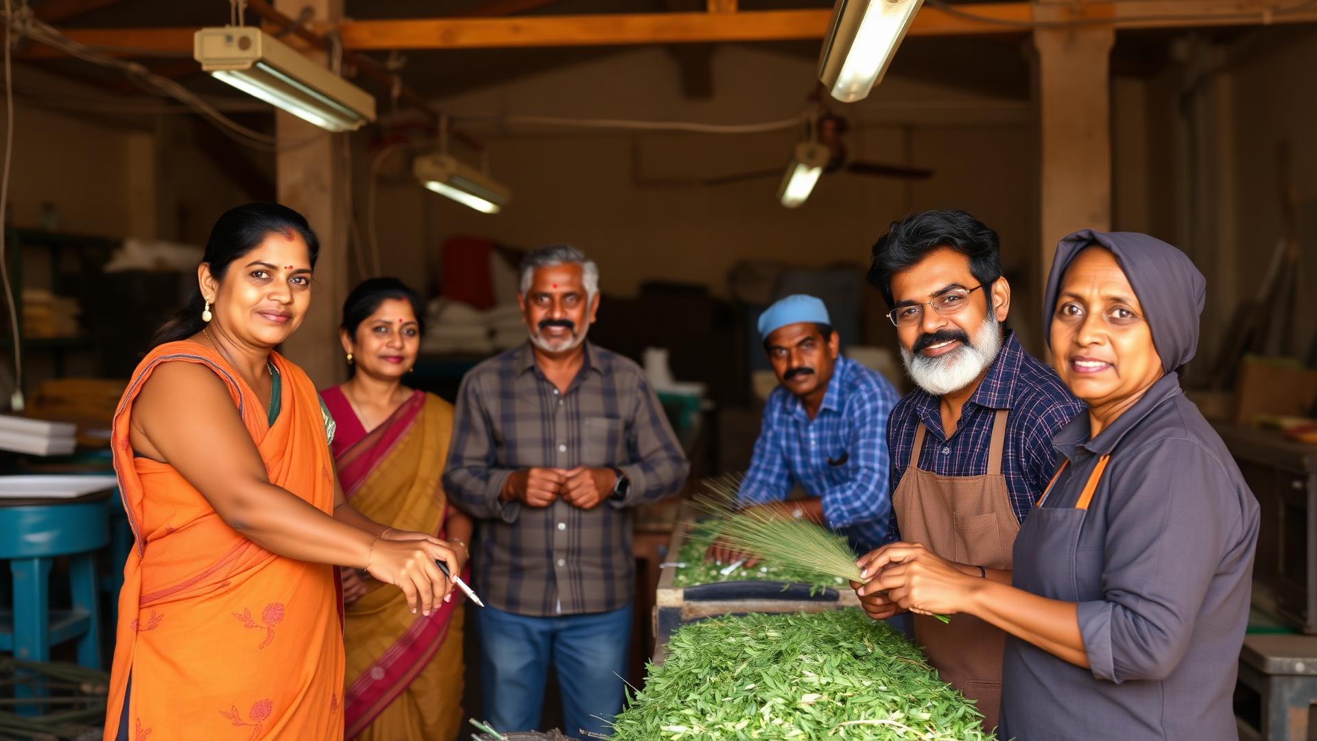 Indian small business owners at work in their enterprise